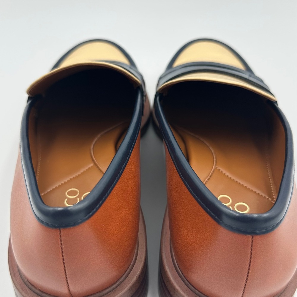 Franco Sarto Edith 2 Loafers Sz 7 Colorblock Preppy Luxe Officecore Brown Navy - Picture 11 of 12